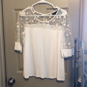 White floral sheer top